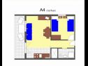 Apartamenty Stivy - 30m from beach: A2 prizemlje(2+2) , A3 1.kat(2+2), A4 1.kat(2+2), A5 2.kat(2+2), A6 2.kat(2+2) Razanj - Riwiera Sibenik  - Apartament - A4 1.kat(2+2): plan pomieszczeń